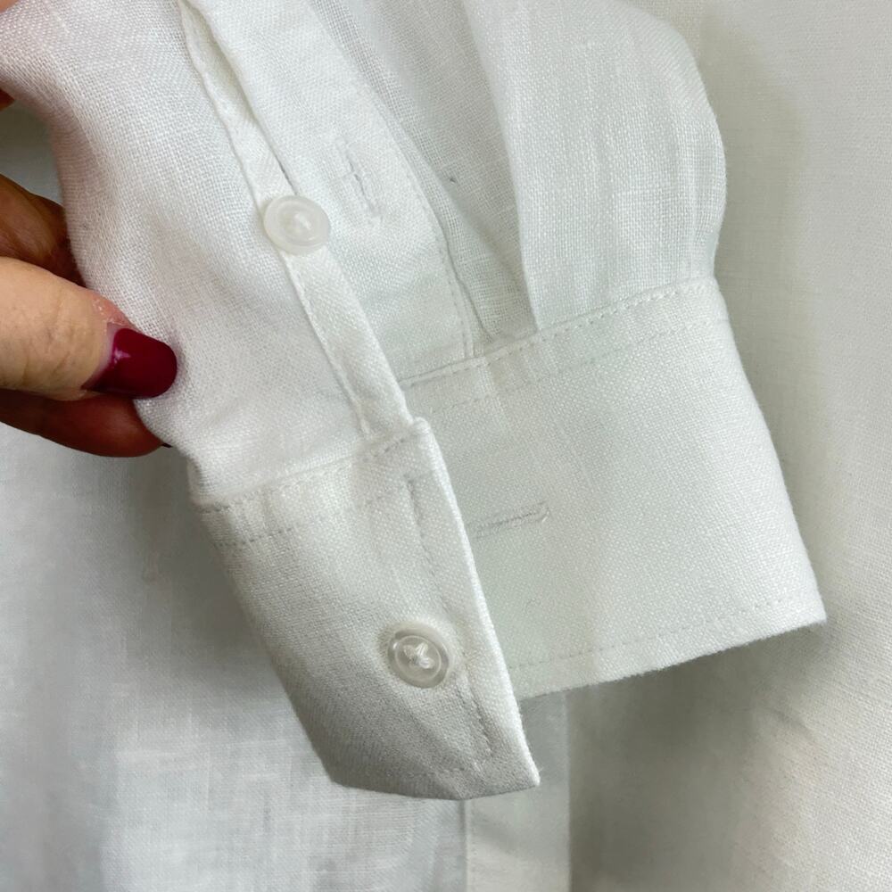 Athleta Button down Blouse White Linen Midday Oversized woman’s large - Picture 4 of 9